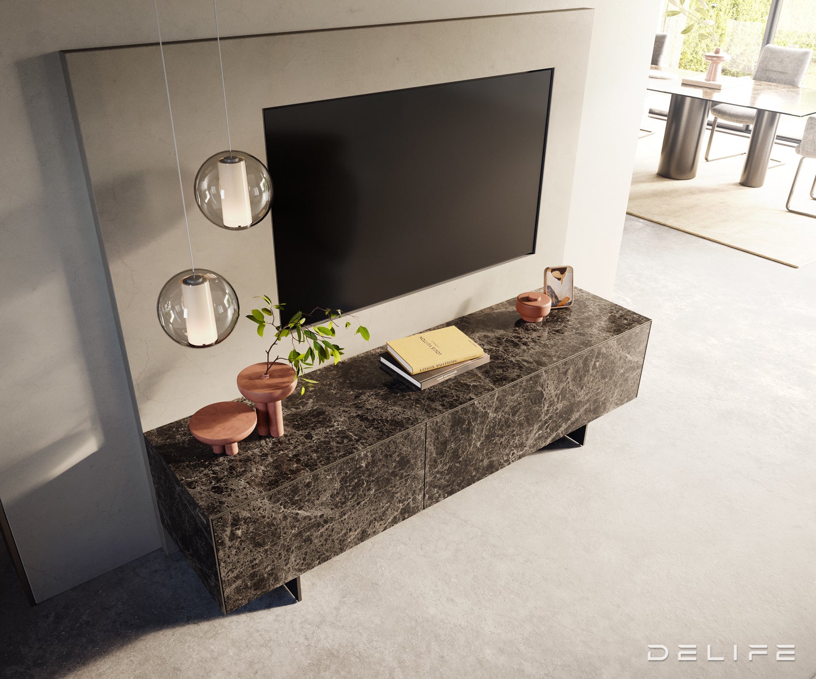 Tv komoda Cuor 180x45cm, Materijal: Emperador Extra Lucidato