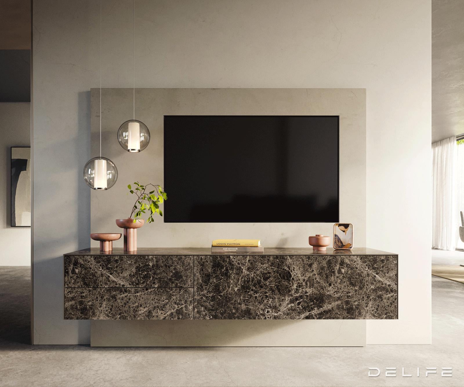 Tv komoda Cuor 180x45cm, Materijal: Emperador Extra Lucidato