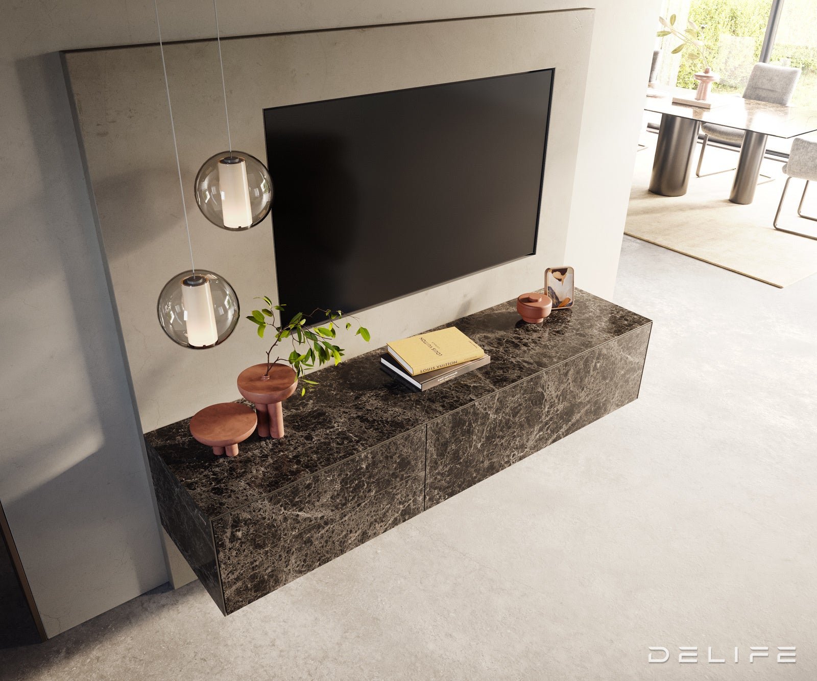 Tv komoda Cuor 180x45cm, Materijal: Emperador Extra Lucidato