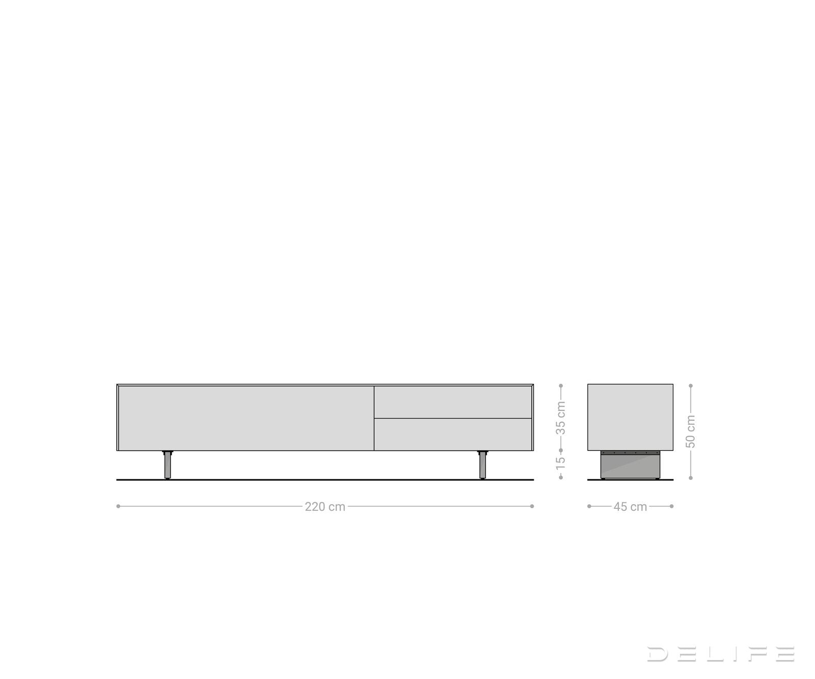 TV komoda Cuor 220x45 cm, material: Emperador Extra Lucidato