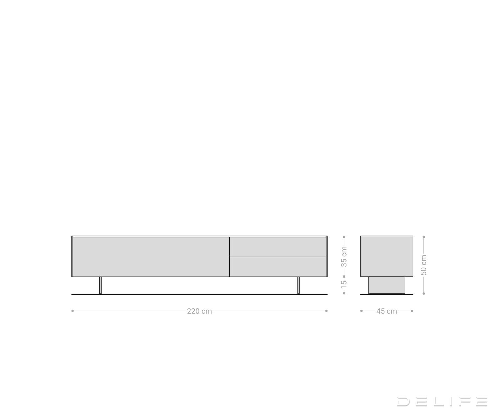 TV komoda Cuor 220x45 cm, material: Emperador Extra Lucidato