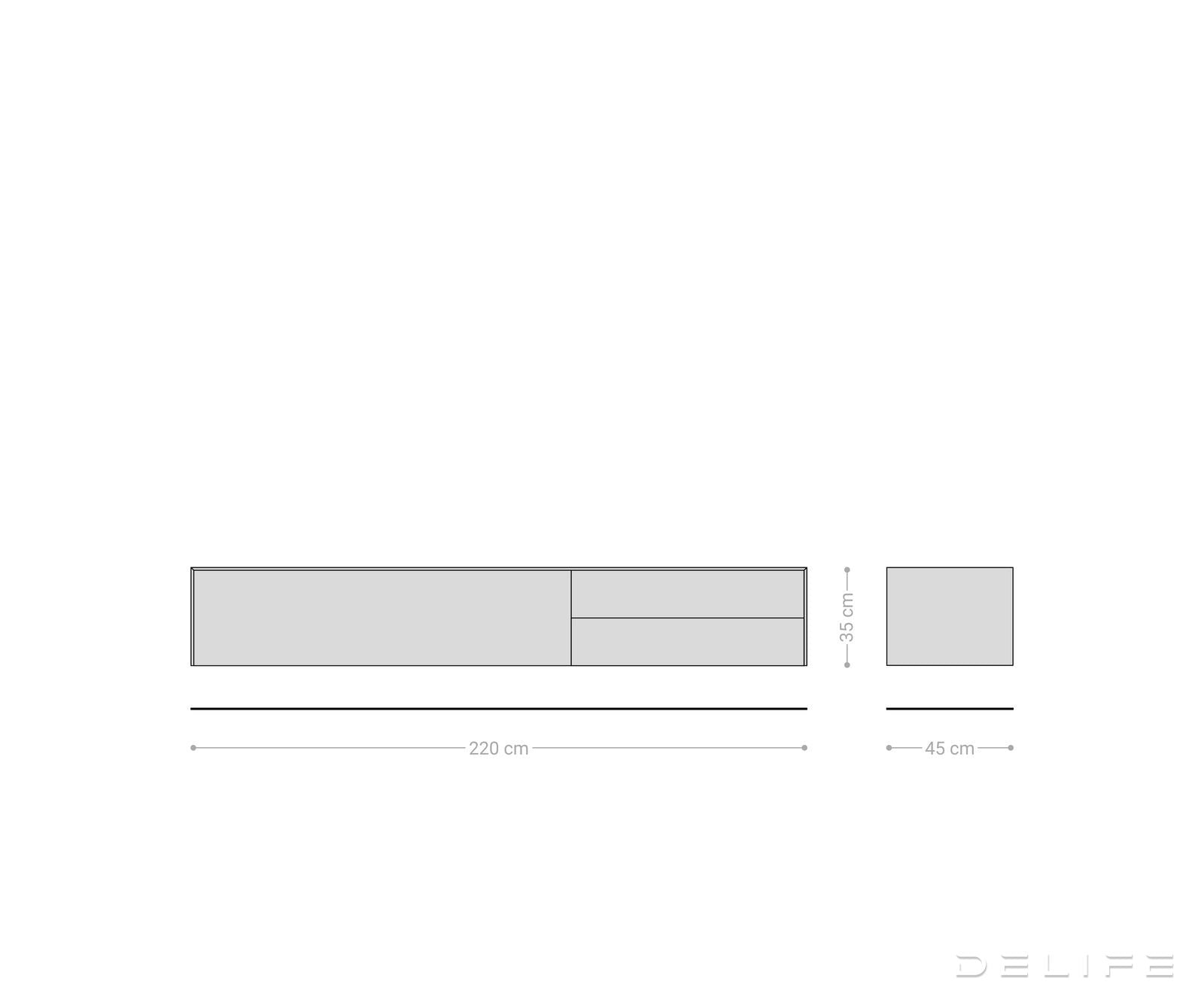 TV komoda Cuor 220x45 cm, material: Emperador Extra Lucidato