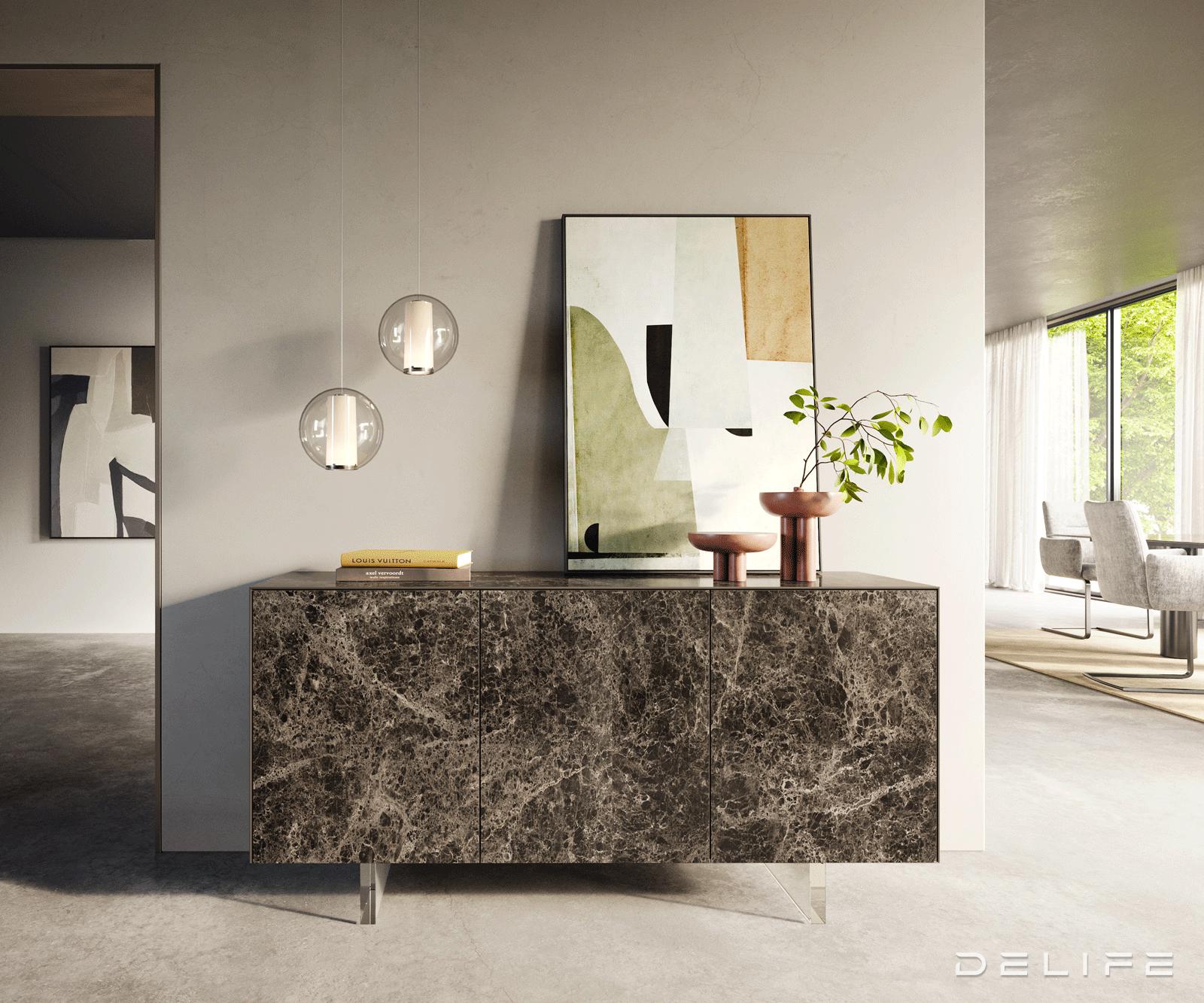 Komoda Cuor 150 × 45 cm, material: keramika Emperador Extra Lucidato