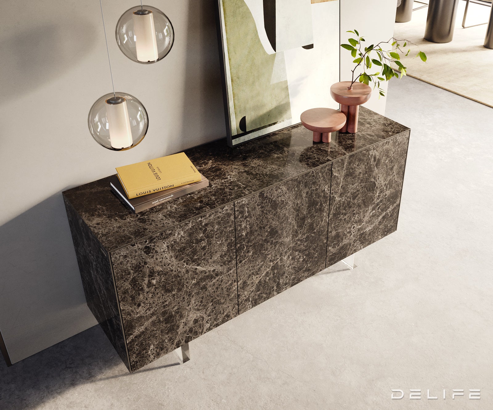 Komoda Cuor 150 × 45 cm, material: keramika Emperador Extra Lucidato