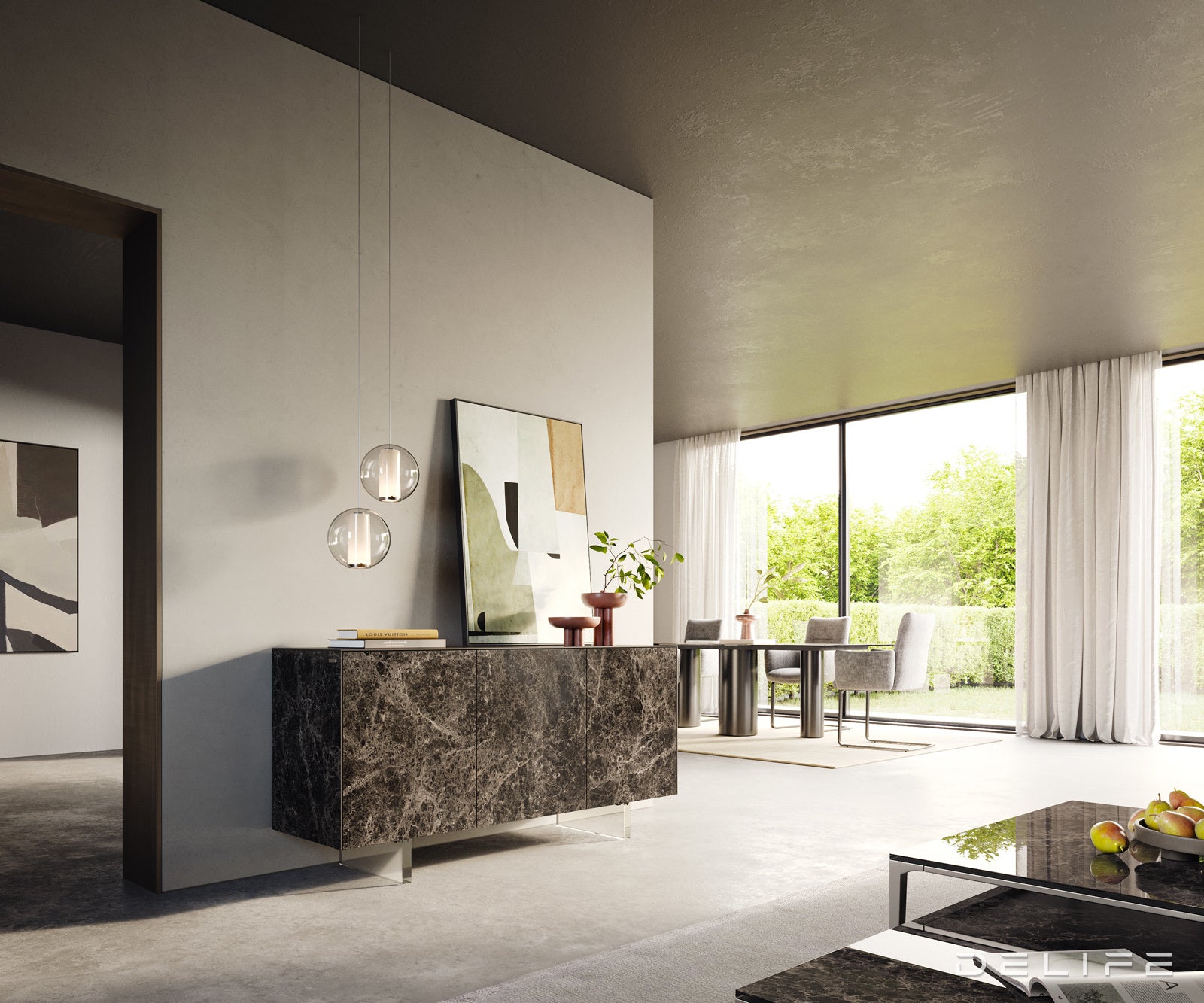 Komoda Cuor 150 × 45 cm, material: keramika Emperador Extra Lucidato