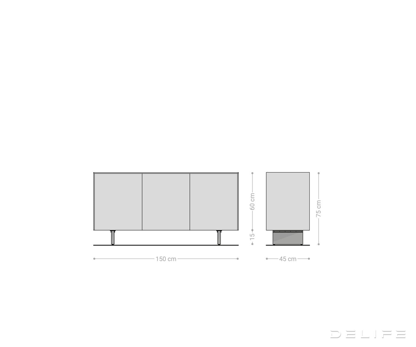 Komoda Cuor 150 × 45 cm, material: keramika Emperador Extra Lucidato