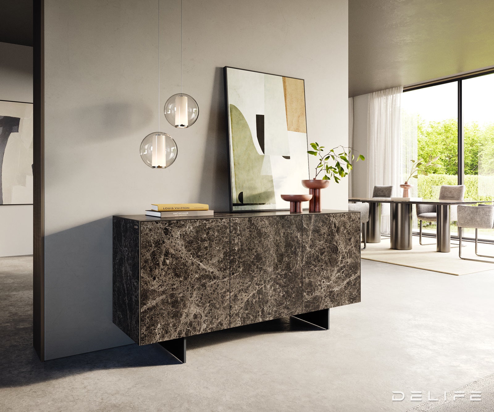 Komoda Cuor 150 × 45 cm, material: keramika Emperador Extra Lucidato