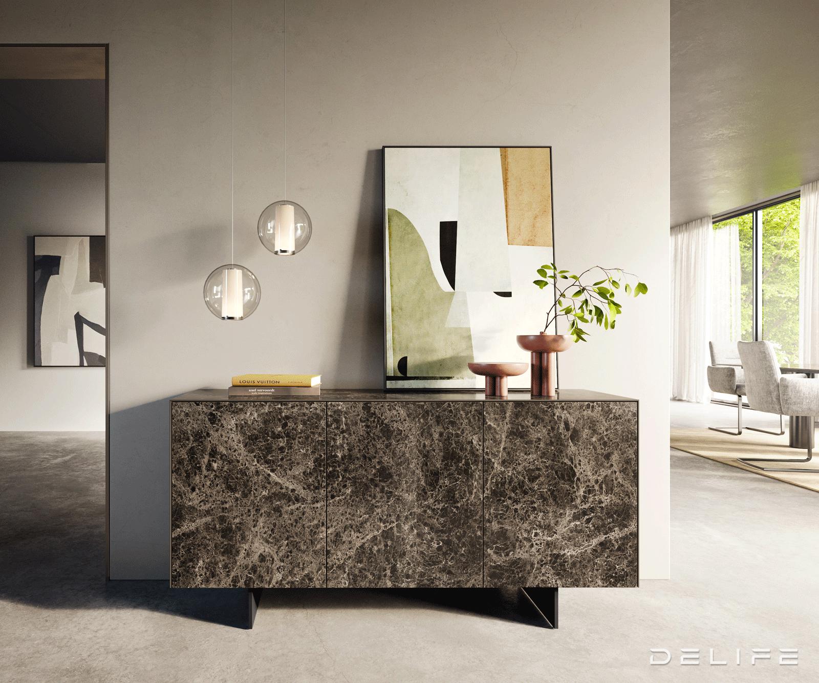 Komoda Cuor 150 × 45 cm, material: keramika Emperador Extra Lucidato