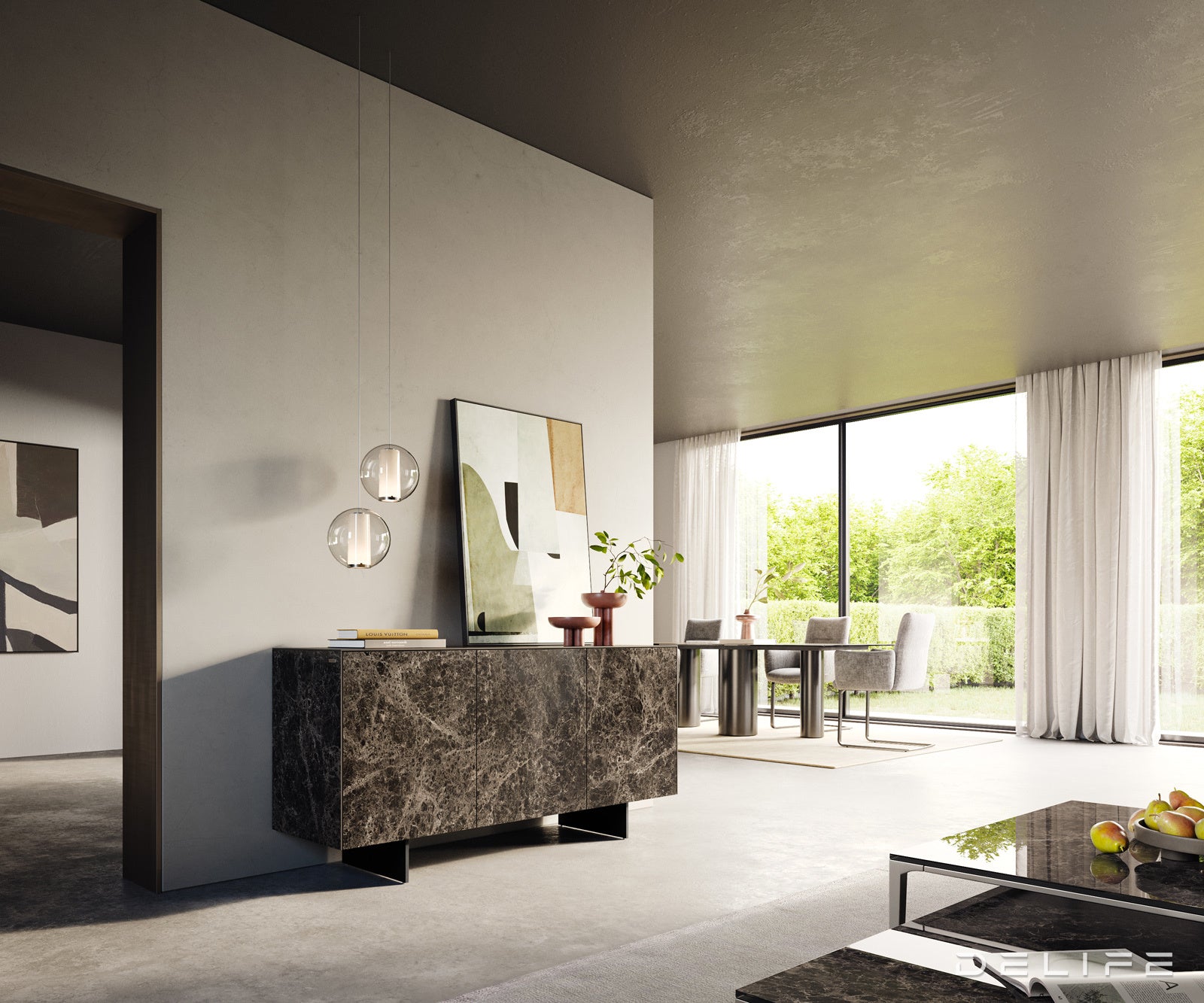 Komoda Cuor 150 × 45 cm, material: keramika Emperador Extra Lucidato
