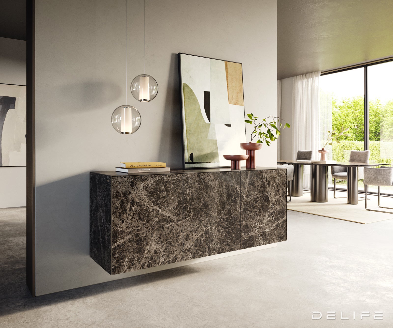 Komoda Cuor 150 × 45 cm, material: keramika Emperador Extra Lucidato