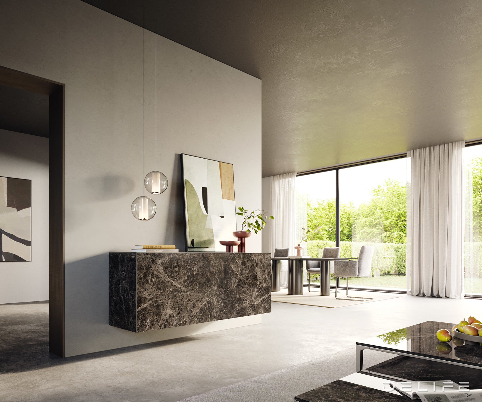 Komoda Cuor 150 × 45 cm, material: keramika Emperador Extra Lucidato