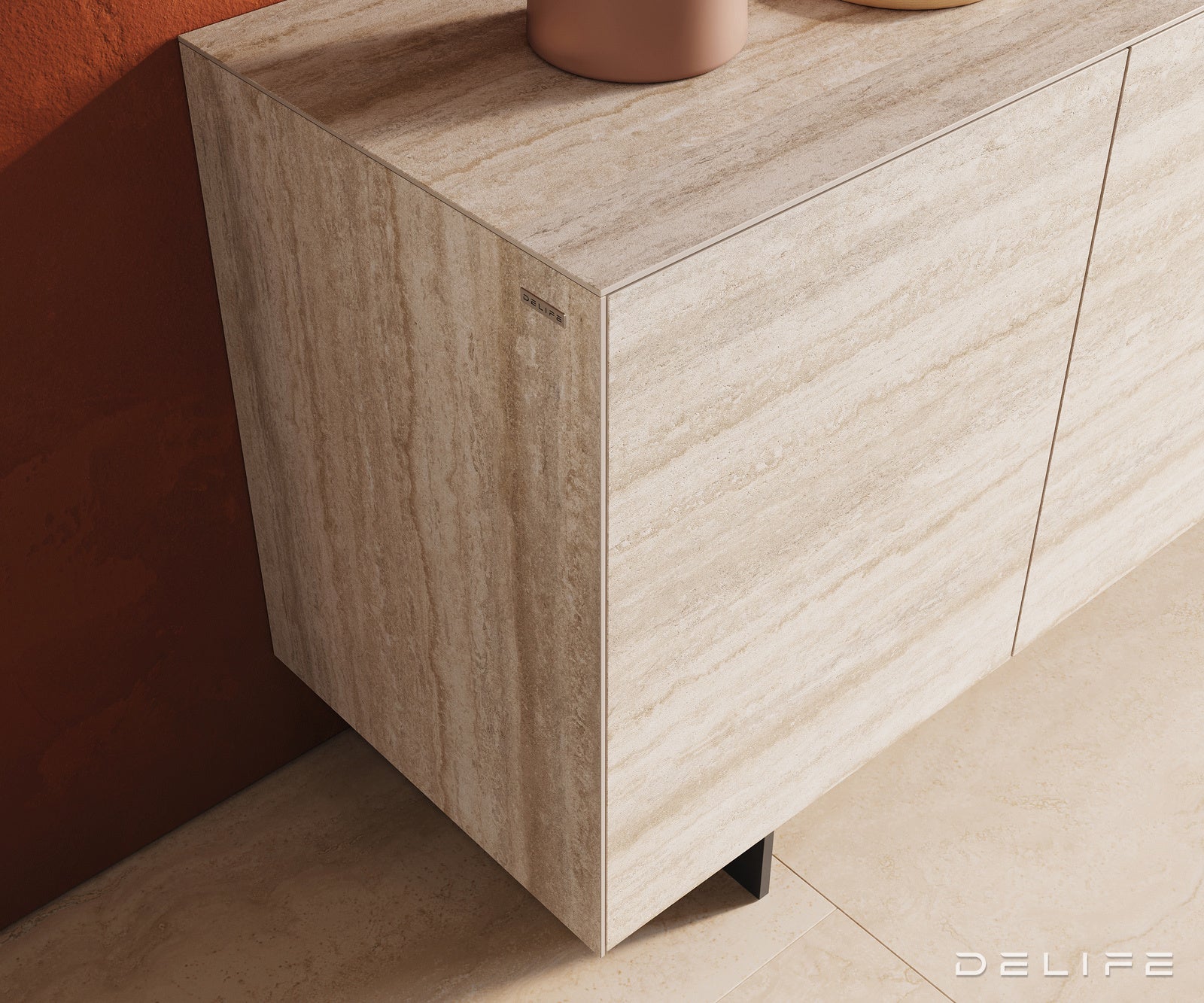 Omara Cuor 150x45cm, Material: Keramika Laminam Travertino Bianco