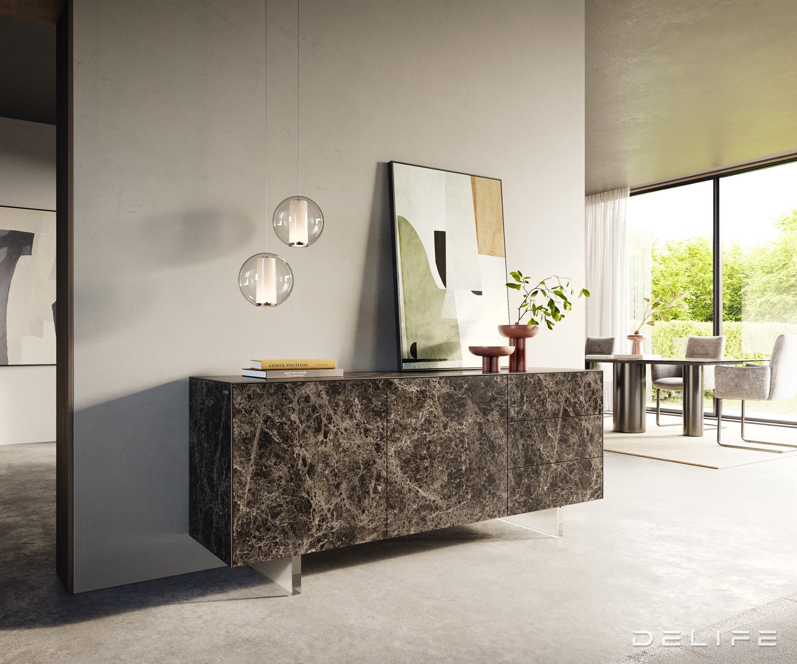 Komoda Cuor 180x45 cm, material: keramika Emperador Extra Lucidato