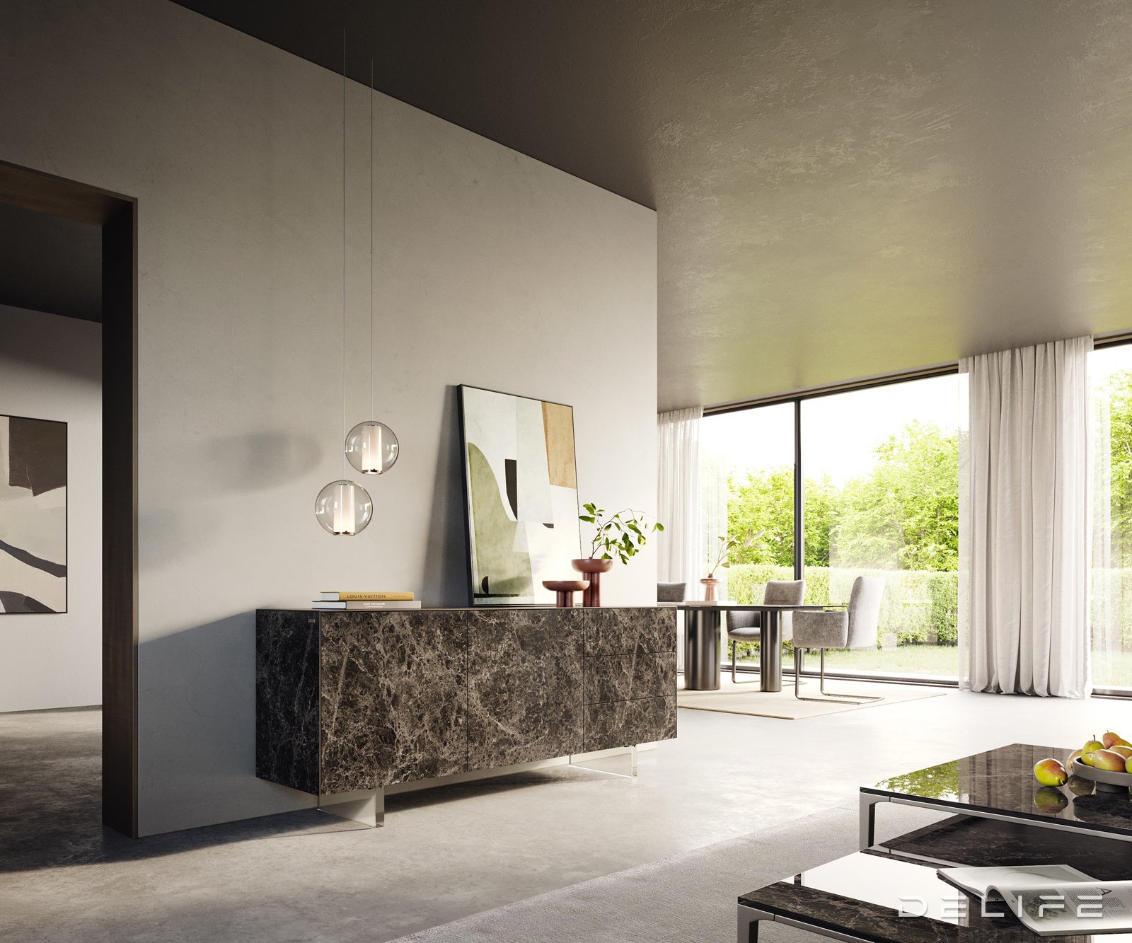 Komoda Cuor 180x45 cm, material: keramika Emperador Extra Lucidato
