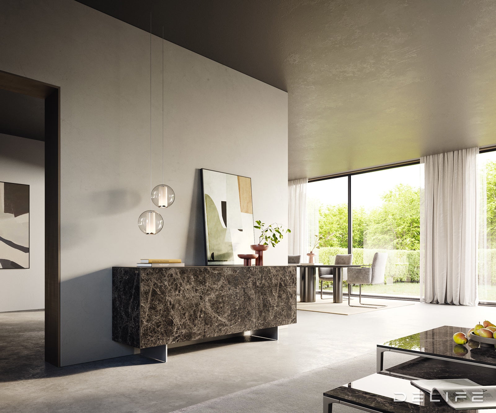 Komoda Cuor 180x45 cm, material: keramika Emperador Extra Lucidato