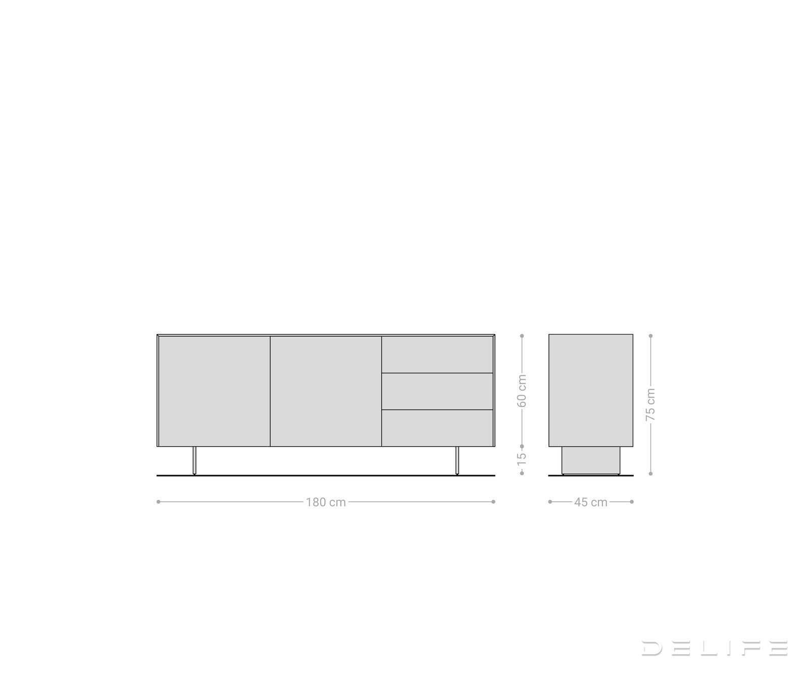 Komoda Cuor 180x45 cm, material: keramika Emperador Extra Lucidato