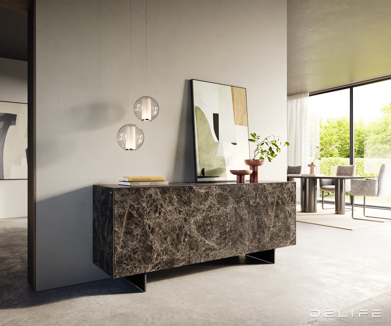 Komoda Cuor 180x45 cm, material: keramika Emperador Extra Lucidato