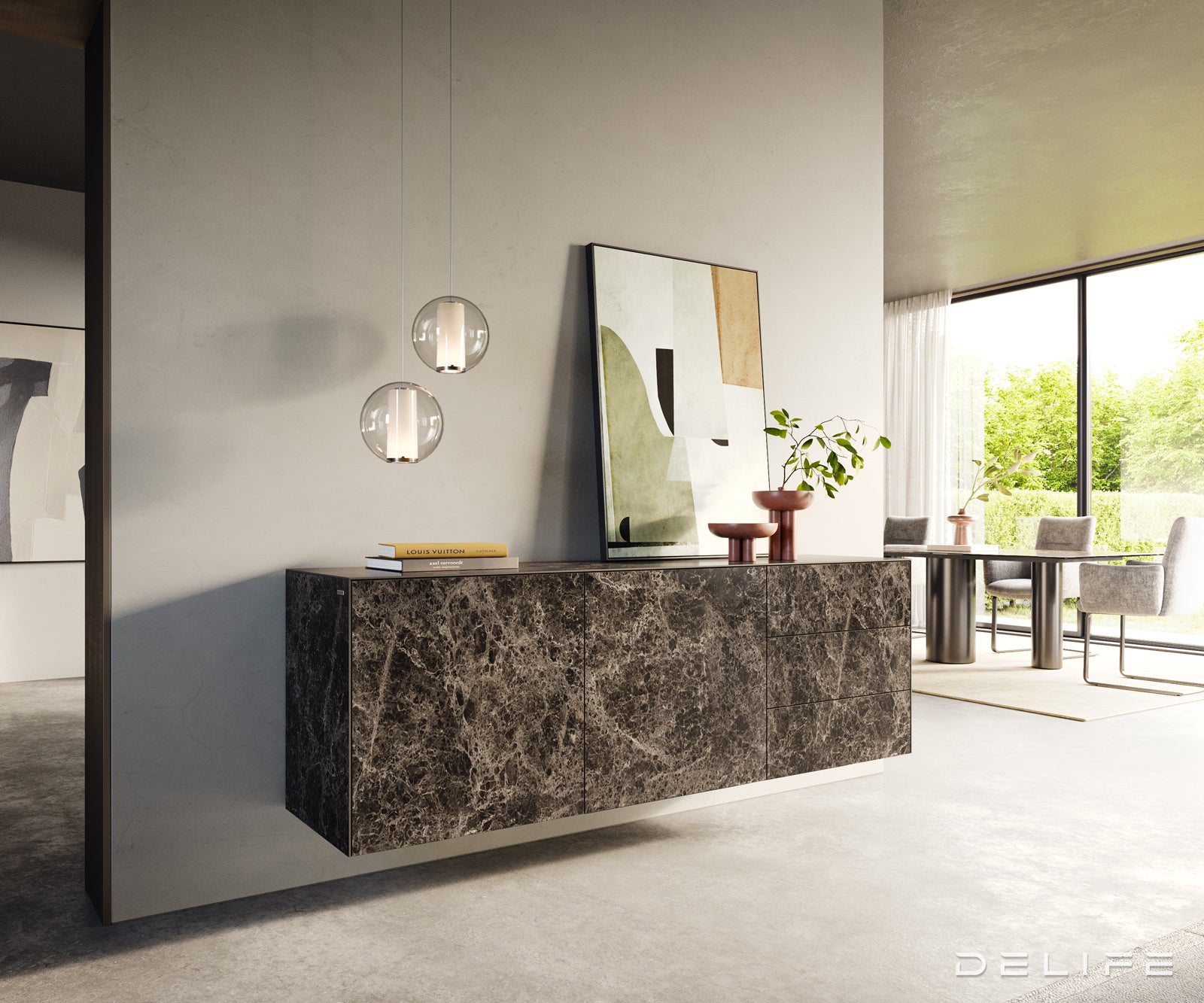 Komoda Cuor 180x45 cm, material: keramika Emperador Extra Lucidato