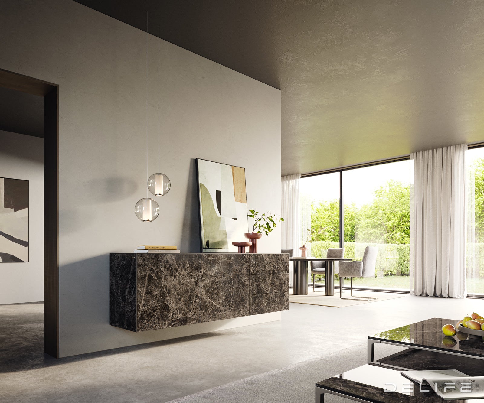 Komoda Cuor 180x45 cm, material: keramika Emperador Extra Lucidato