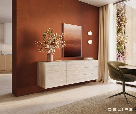 Komoda Cuor 180x45cm, Materijal: Keramika Laminam Travertino Bianco