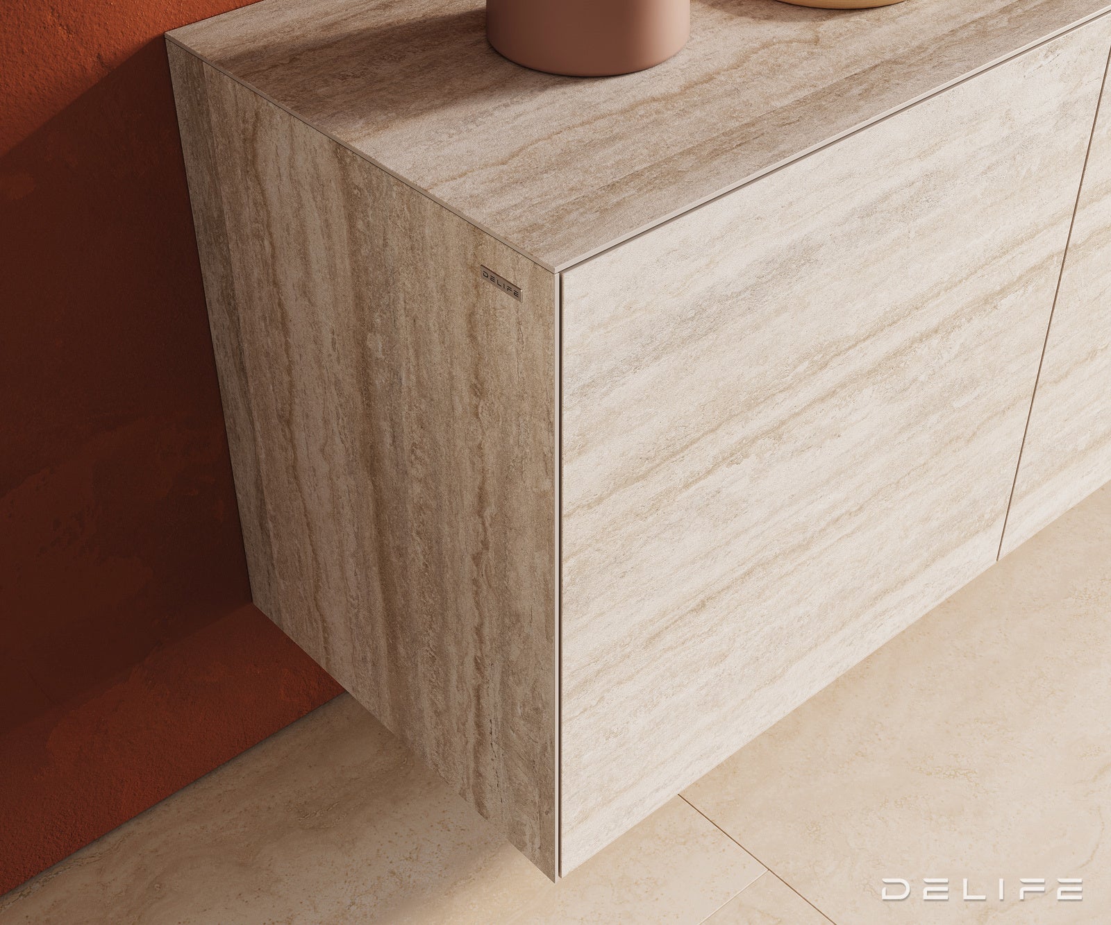Omara Cuor 180x45cm, Material: Keramika Laminam Travertino Bianco