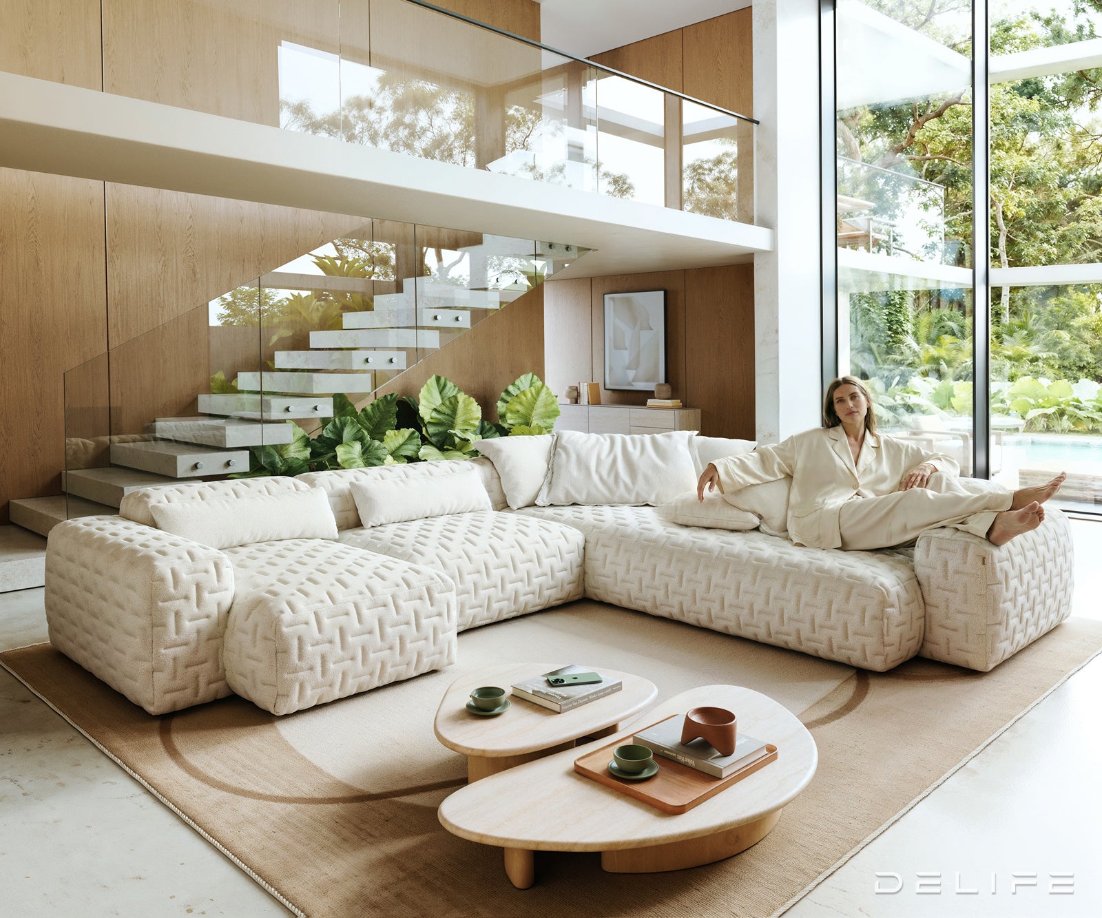 Modularna sedežna garnitura Freestyle 360x290 cm, Material: Bouclé