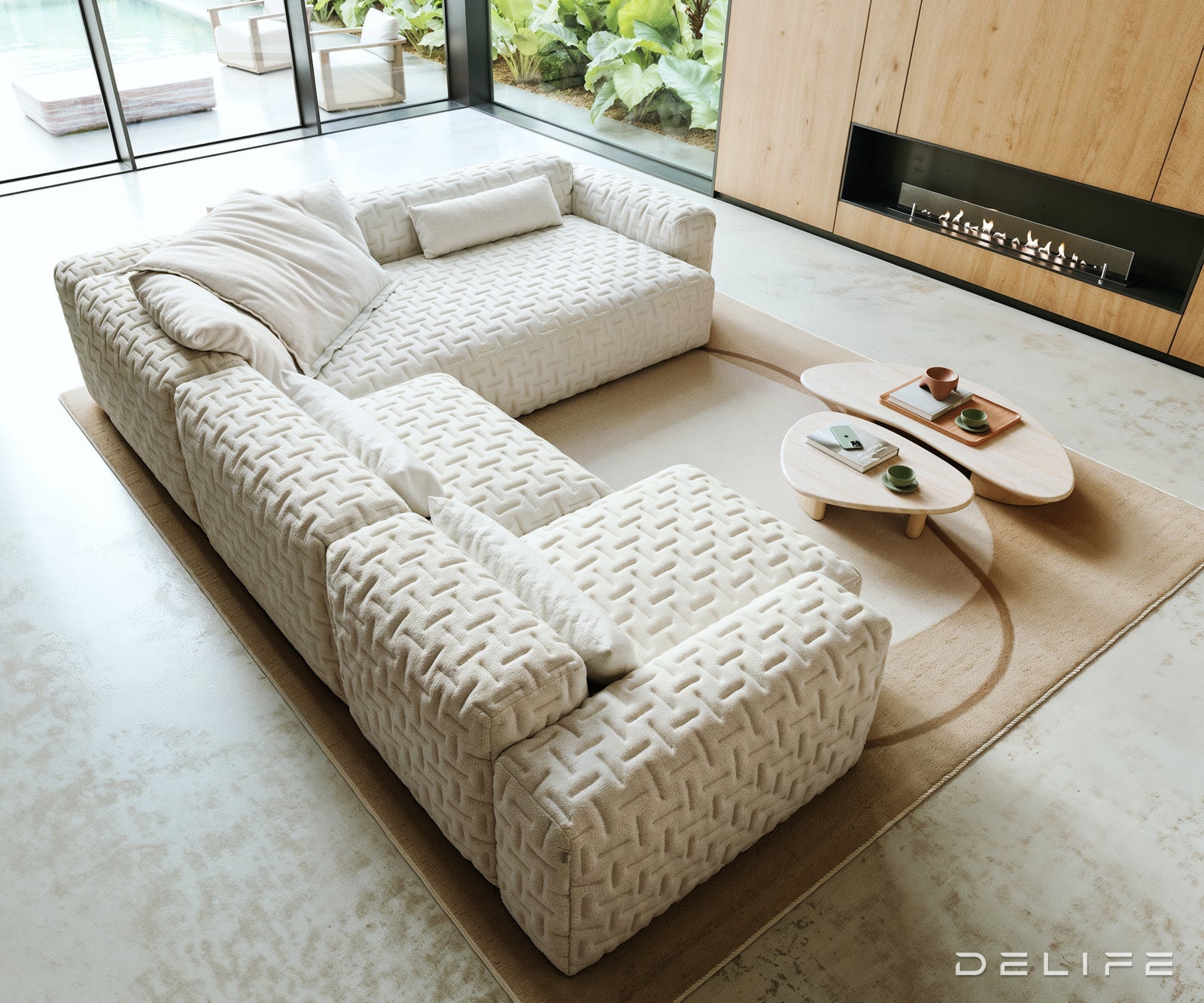 Modularna sedežna garnitura Freestyle 360x290 cm, Material: Bouclé