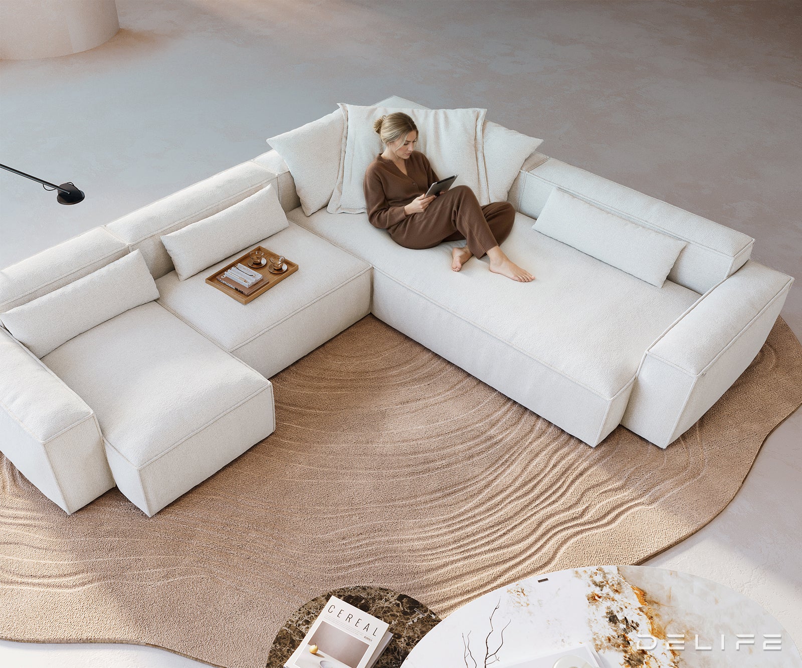 Modularna sedežna garnitura Freestyle 360x290 cm, Material: Bouclé