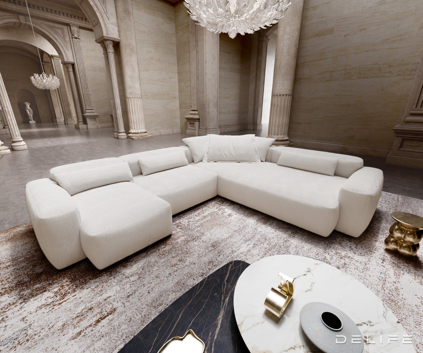 Modularna sedežna garnitura Freestyle 360x290 cm, Material: Bouclé