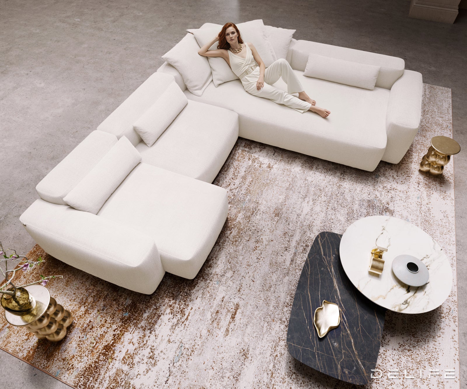 Modularna sedežna garnitura Freestyle 360x290 cm, Material: Bouclé