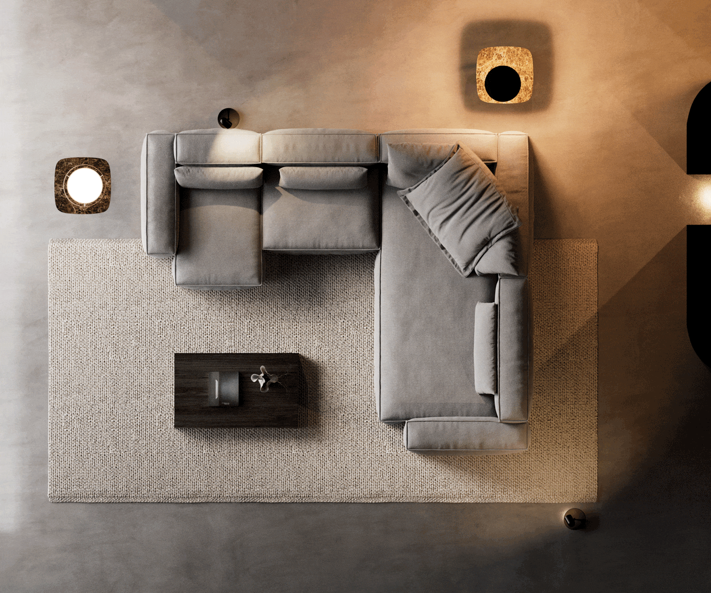 Modularna sedežna garnitura Freestyle 360x290 cm, Material: Strukturirana tkanina