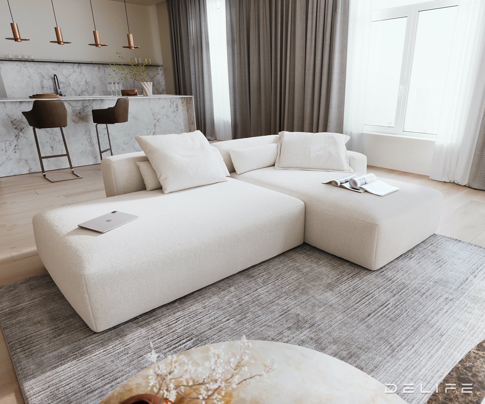 Modularna sedežna garnitura Freestyle 310x200 cm, Material: Bouclé