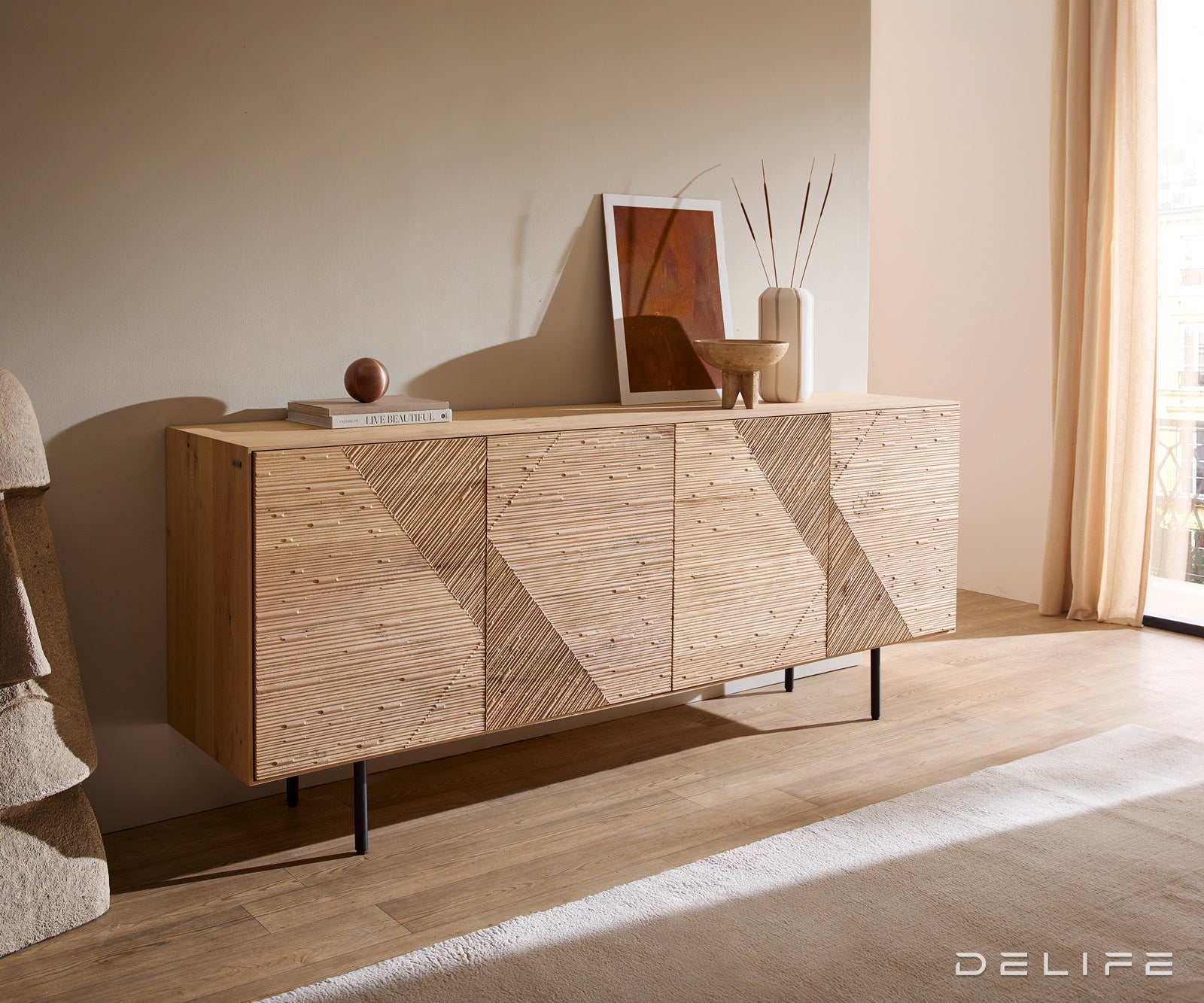 Komoda Tereos 200x45cm, Material: Hrast