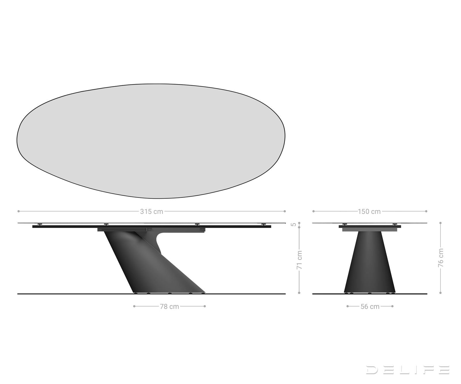 Jedilna miza Edge 315x150 cm, material: keramika Emperador Extra Lucidato
