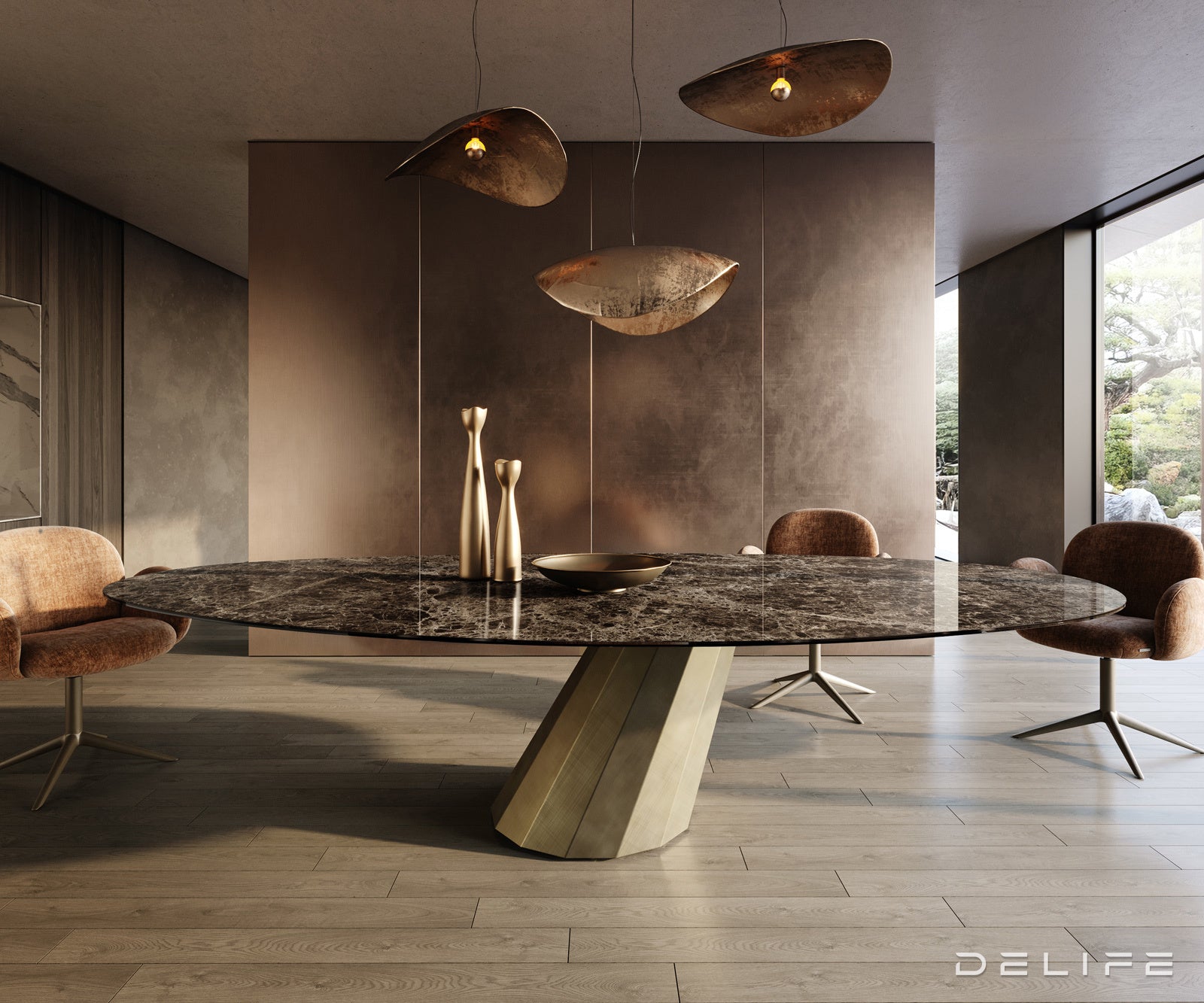 Jedilna miza Edge 315x150 cm, material: keramika Laminam Emperador Extra Lucidato