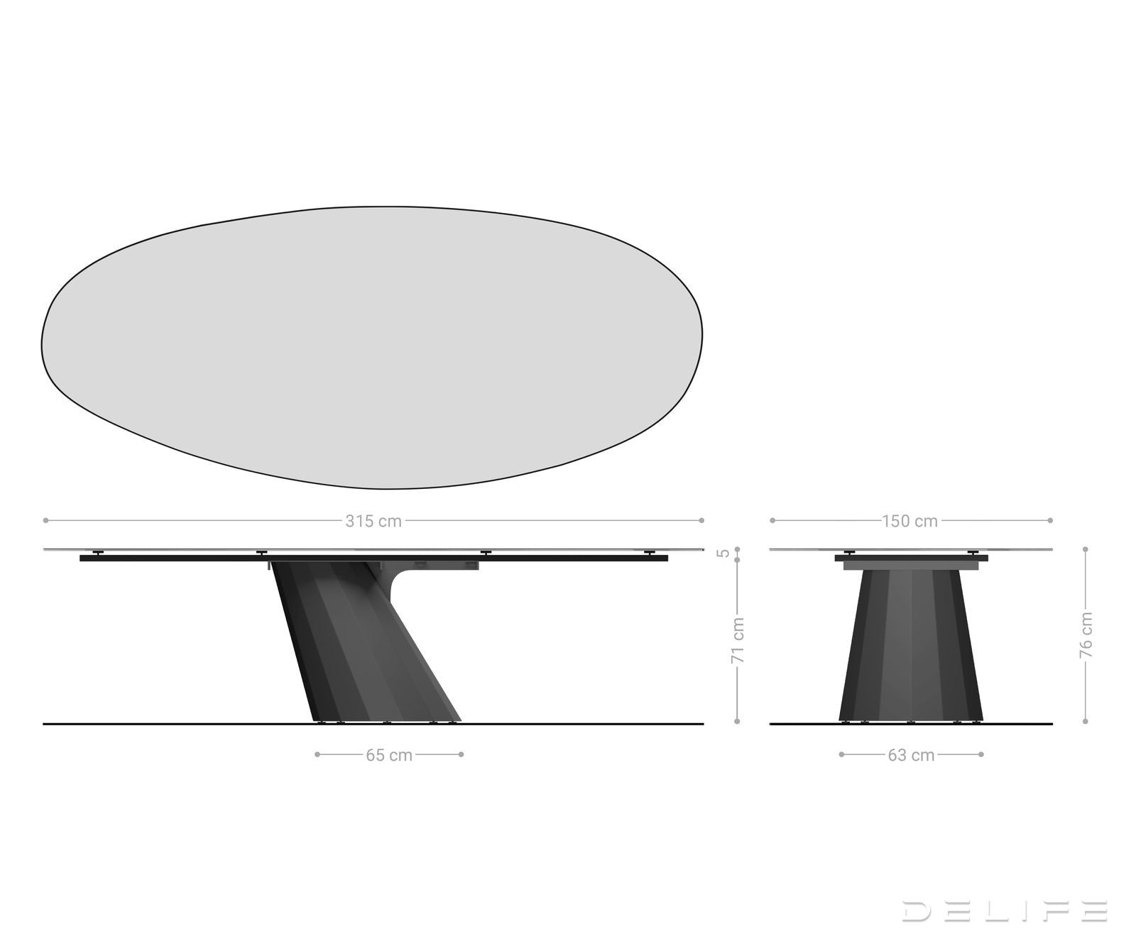 Jedilna miza Edge 315x150 cm, material: keramika Laminam Emperador Extra Lucidato