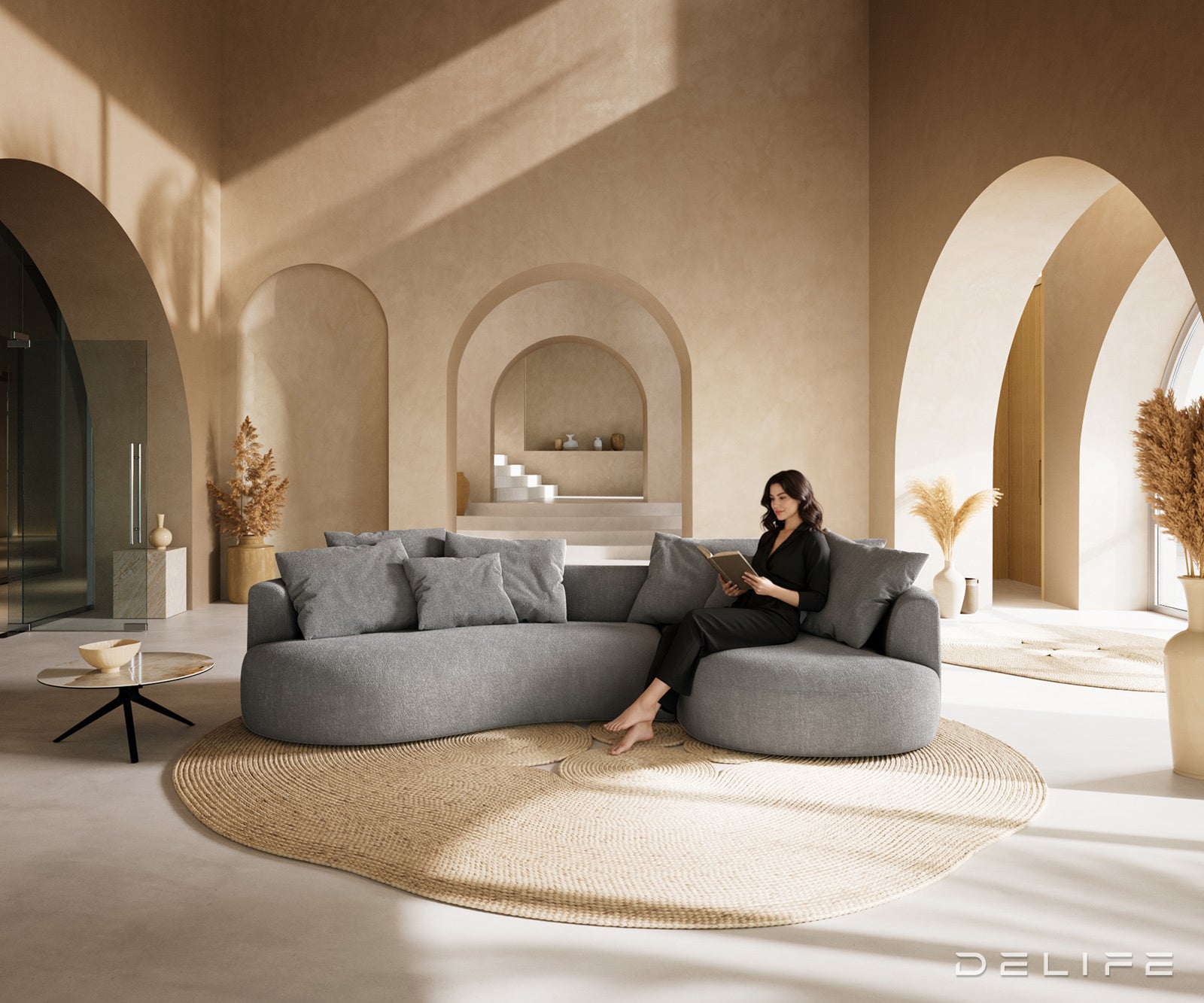 Sedežna garnitura Edina 328x166cm, Material: bukle