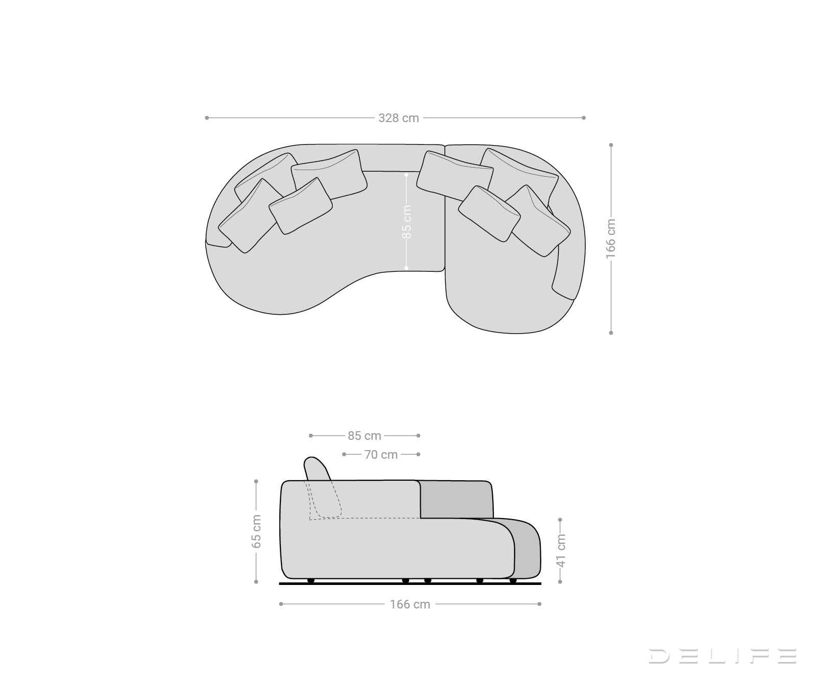 Kavč Edina 328x166cm, Material: Rebrasta tkanina