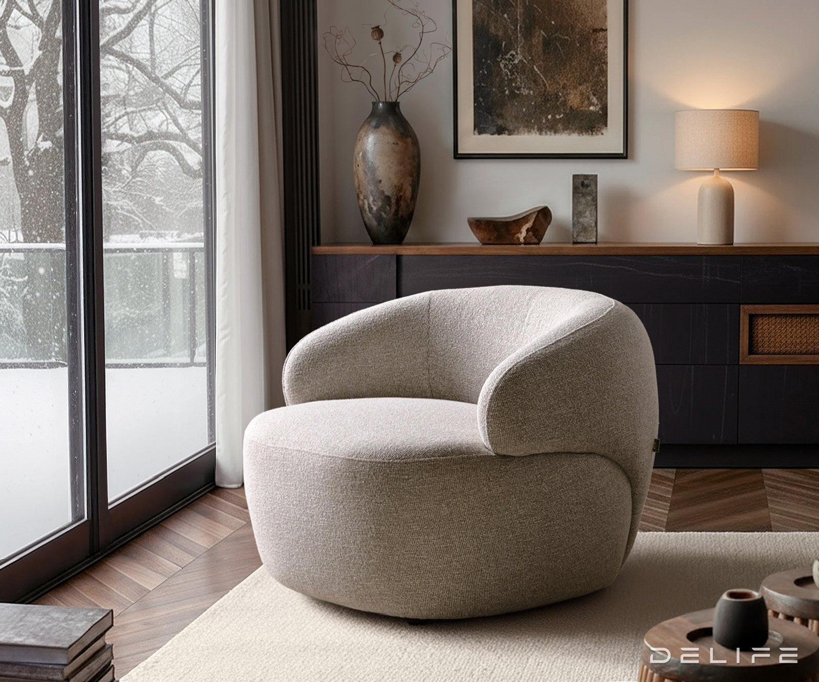 Fotelja Nova 88x88cm, Material: Strukturirana Tkanina