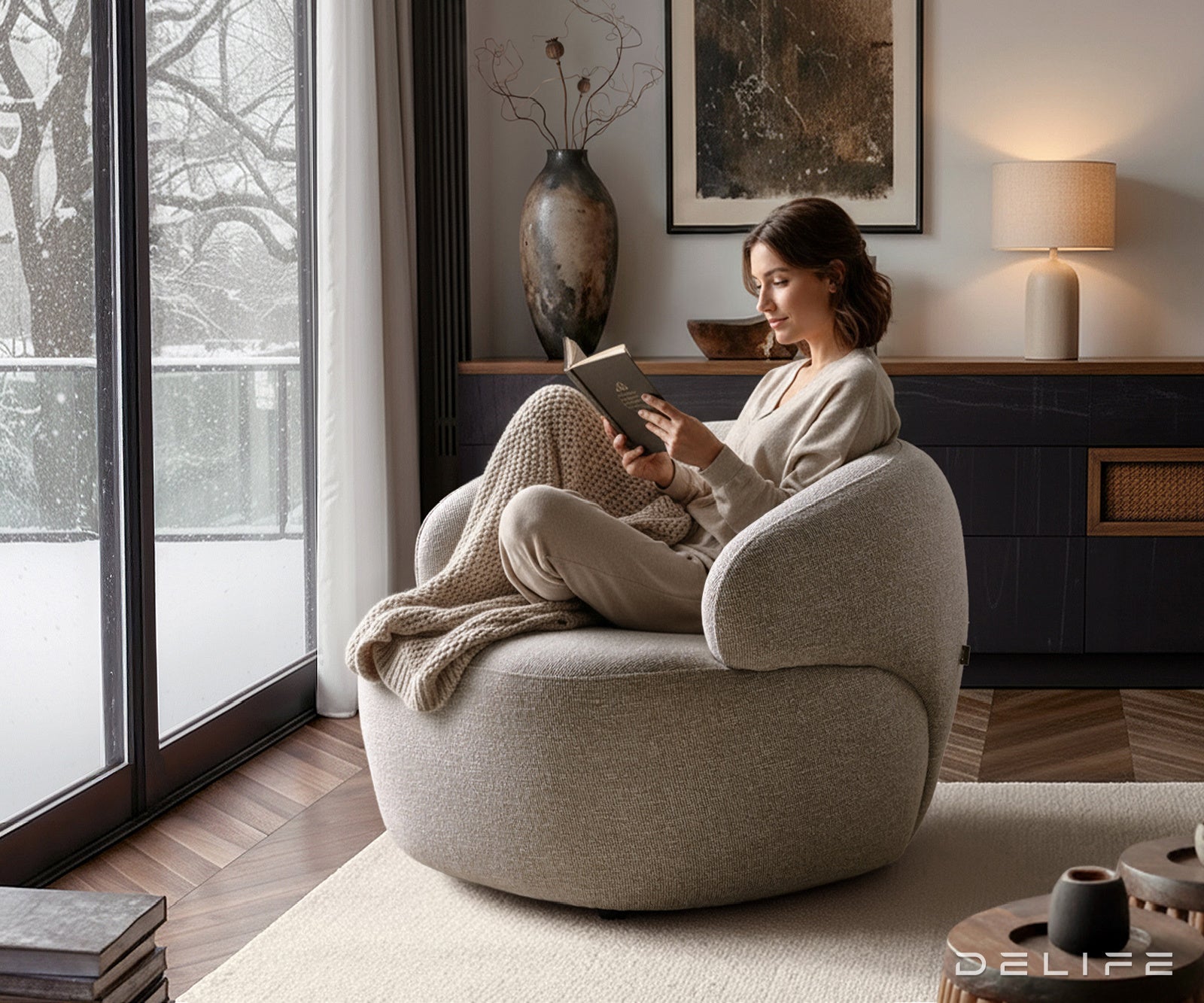 Fotelja Nova 88x88cm, Material: Strukturirana Tkanina