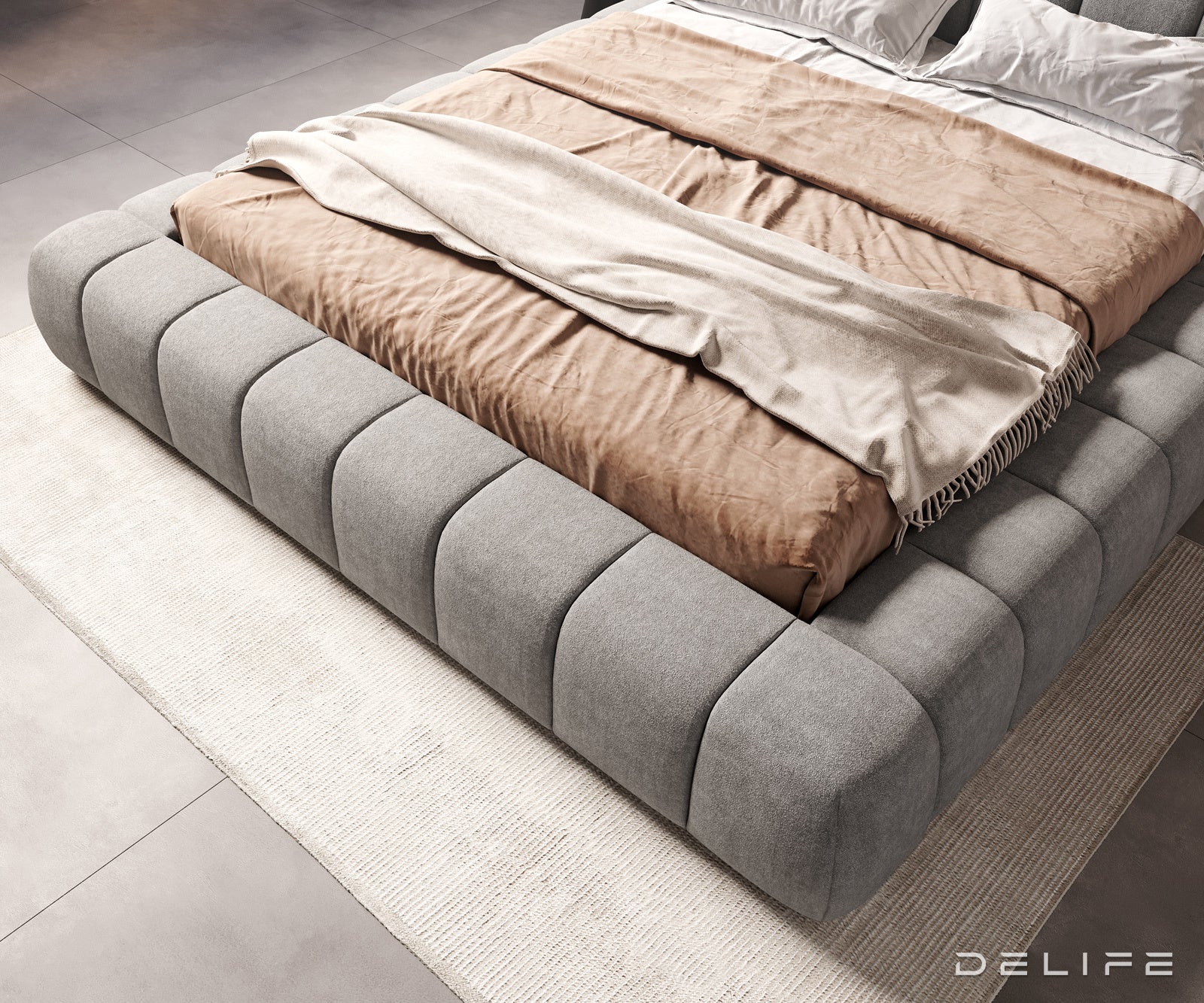 Okvir postelje Cutio, material: strukturirana tkanina