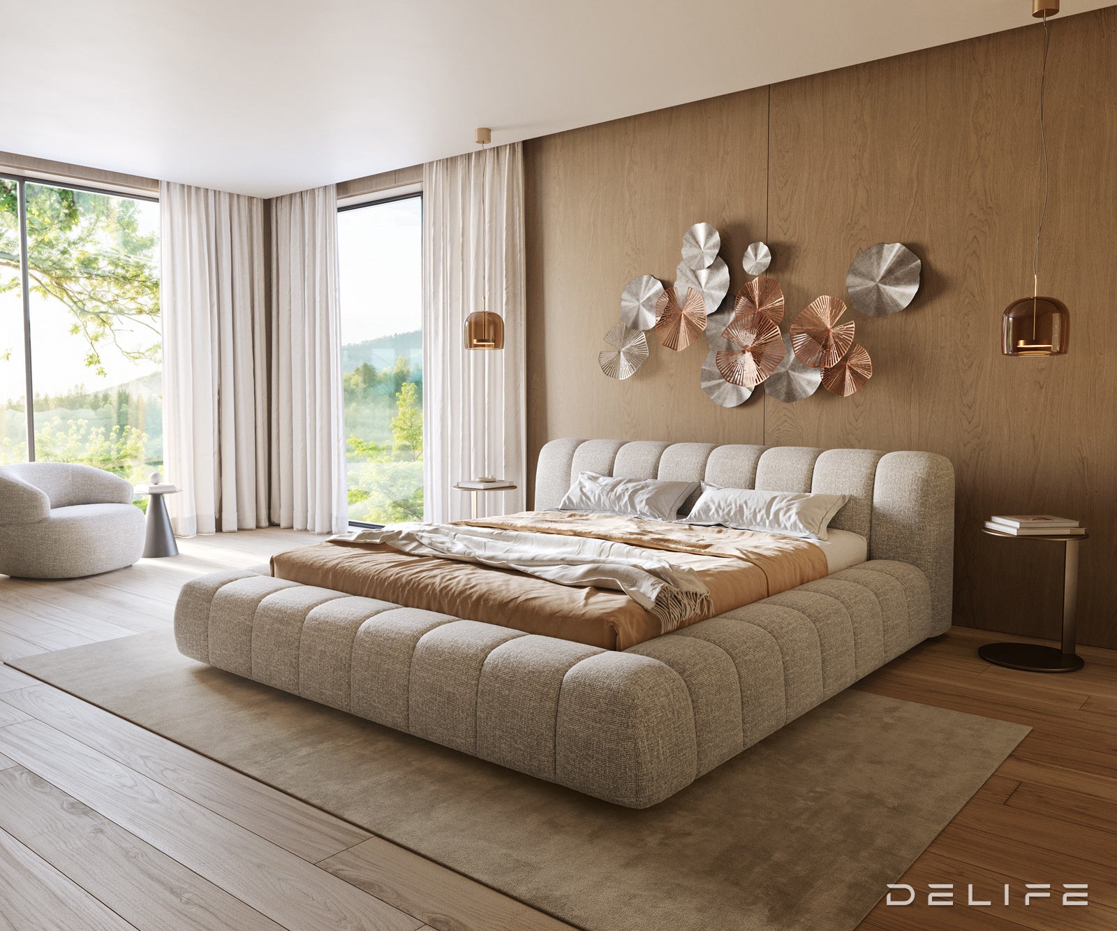 Okvir postelje Cutio, material: strukturirana tkanina