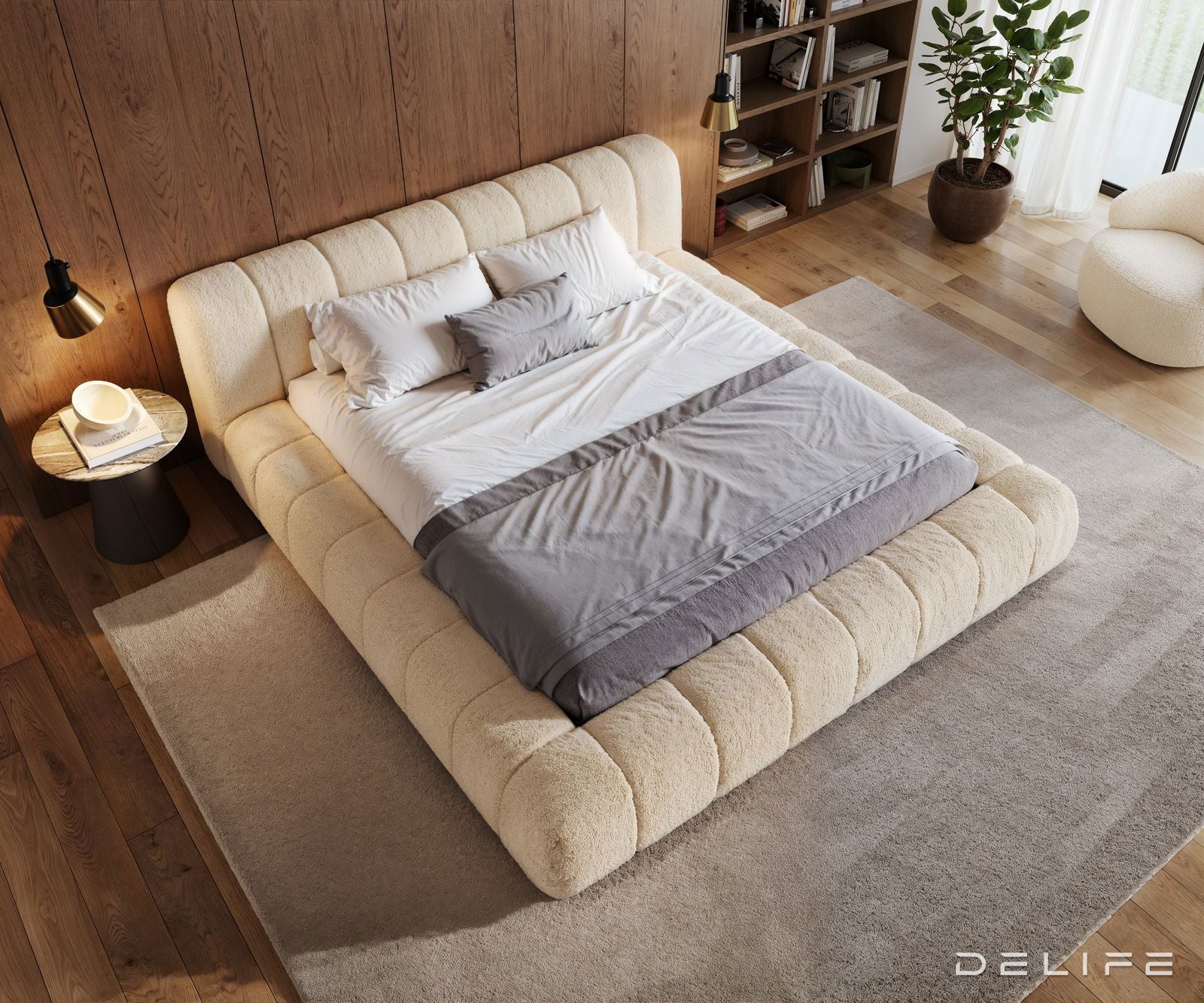 Okvir postelje Cutio 180x200 cm, material: tkanina Teddy