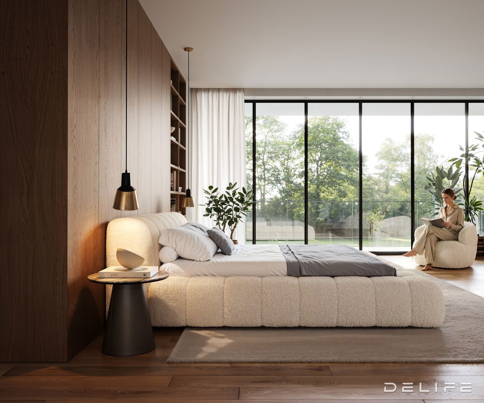 Okvir postelje Cutio 180x200 cm, material: tkanina Teddy