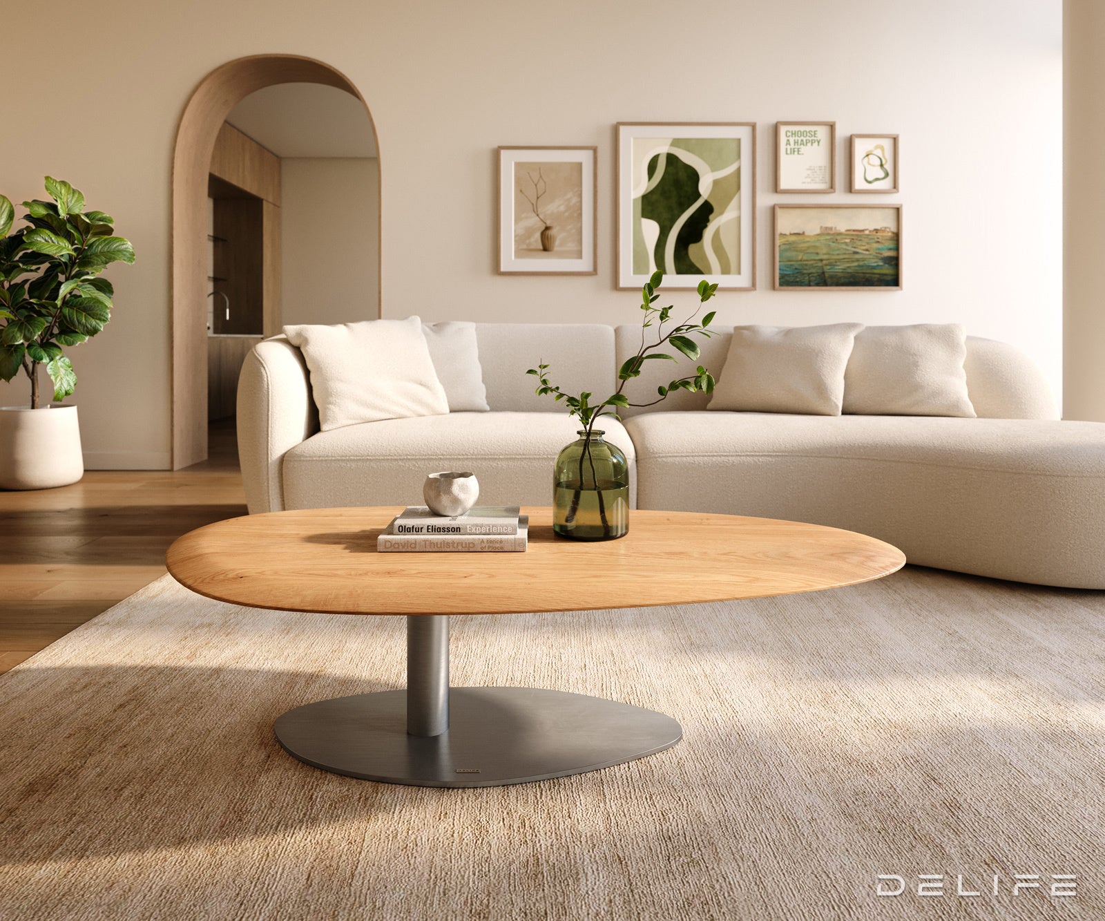 Klub mizica Edge 140x75cm, Material: Hrast