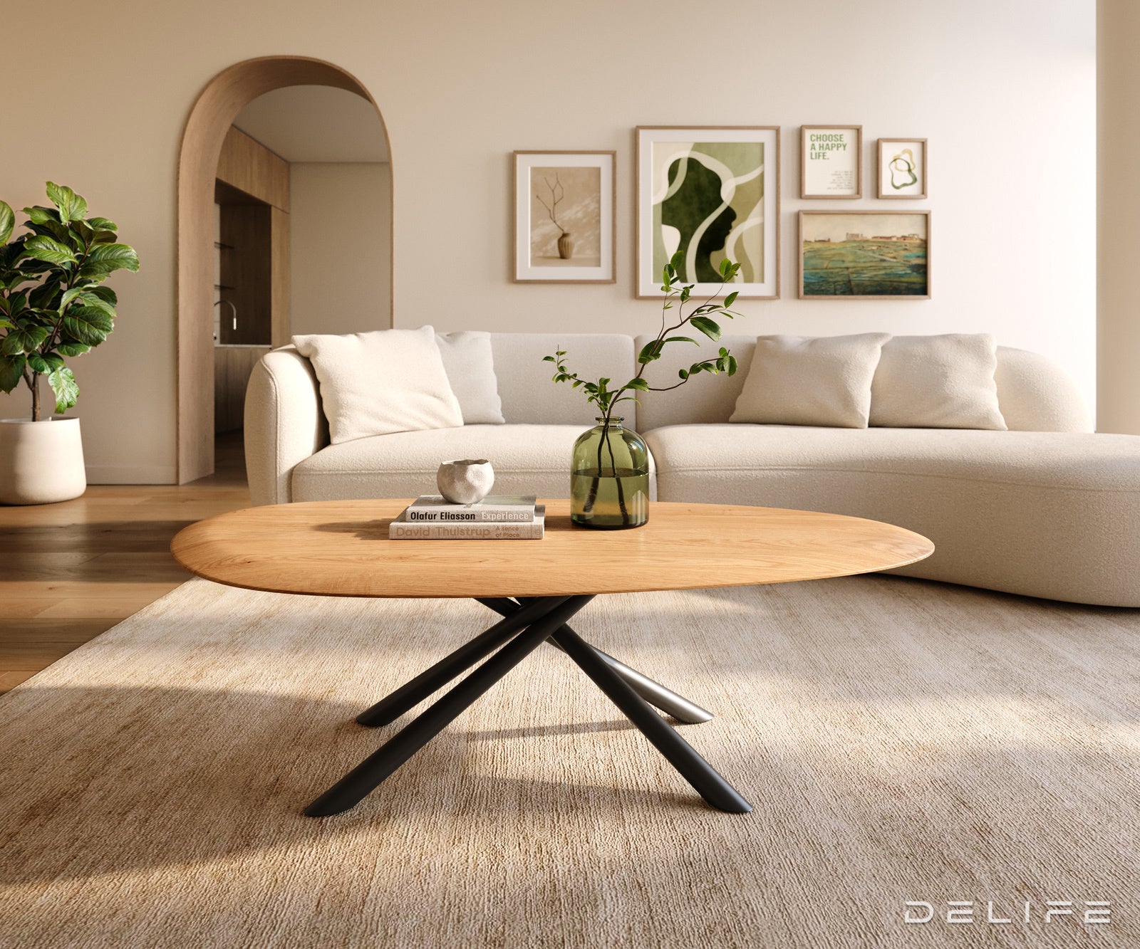 Klub mizica Edge 140x75cm, Material: Hrast