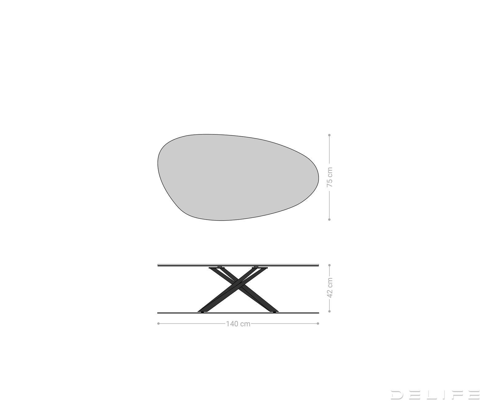 Klub mizica Edge 140x75cm, Material: Hrast