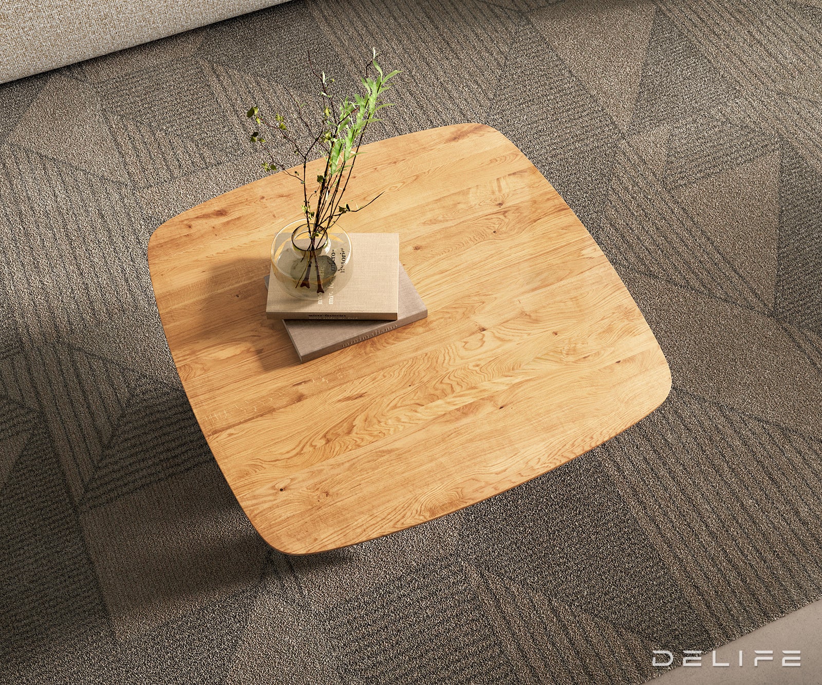 Klubska mizica Edge 90x90 cm, Material: Hrast