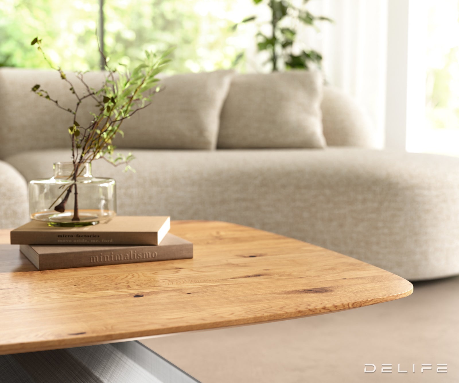 Klubska mizica Edge 90x90 cm, Material: Hrast