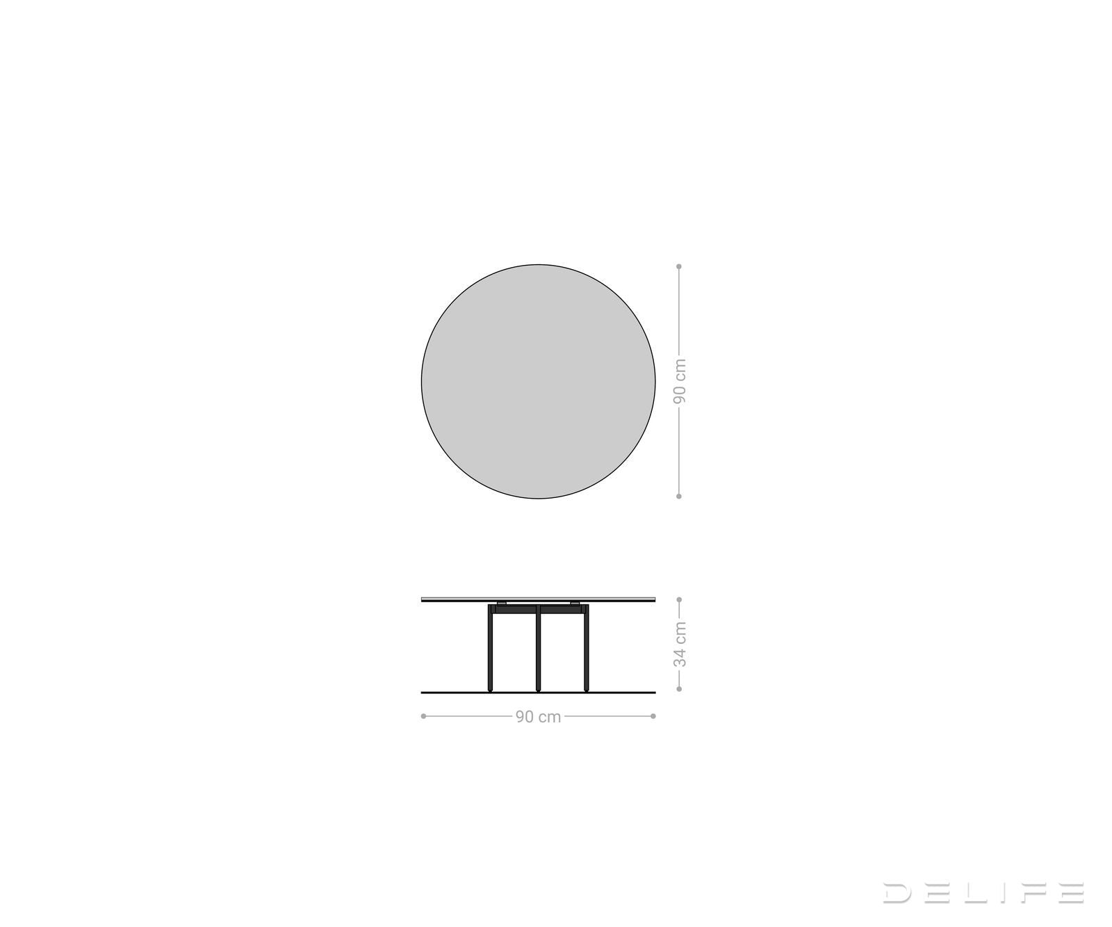 Klub mizica Edge 90x90cm, Material: keramika Laminam Noir Desir